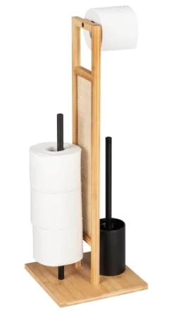 Stojak na papier toaletowy i szczotkę wc RIVALTA, 3w1, bambus, WENKO