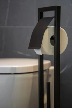 Stojak na papier toaletowy ze szczotką do wc BAMBUSA, z bambusową podstawą, WENKO