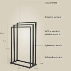 Stojak na ręczniki 3-ramienny BALVO