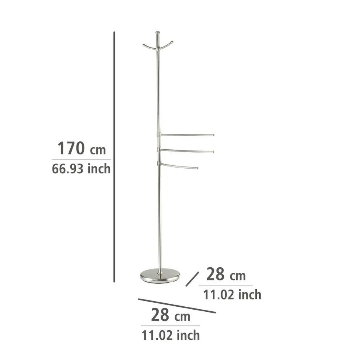 Stojak na ręczniki, ubrania ADIAMO - 3 ramiona, 2 wieszaki, WENKO
