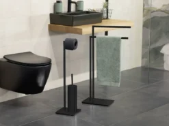 Stojak na szczotkę WC z uchwytem na papier 2w1 RECCO