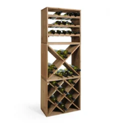 Stojak na wino wykonany z drewna sosnowego