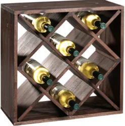 Stojak na wino wykonany z drewna sosnowego