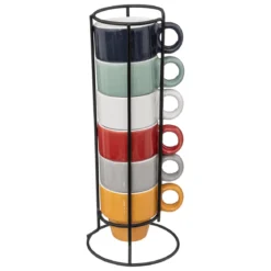 Stojak z 6 filiżankami COLORAMA, 64 ml