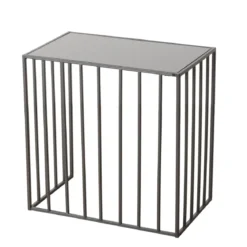 Stoliki do salonu metalowe JORIS, lustrzany blat, 2 sztuki