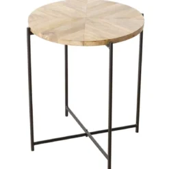 Stolik kawowy z blatem z drewna mango MANDI, Ø 46 cm