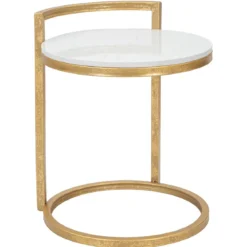 Stolik kawowy z blatem z imitacji marmuru, Ø 40 cm