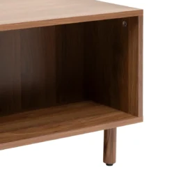 Stolik kawowy z zamkniętymi półkami SLIDY, kolor ciemnego drewna, 108 x 60 x 42 cm
