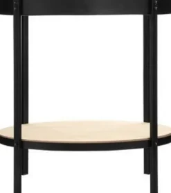 Stolik kawowy z zegarem i półką MECA, Ø 49 cm, metalowy