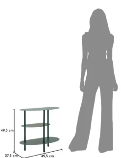 Stolik nocny SATURN, metalowy, morski, 49,5x27,5x49,5 cm