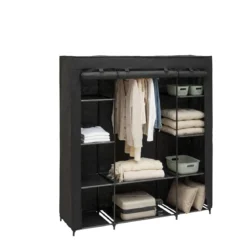 Szafa tekstylna DRESSY podwójna z 2 półkami, 155 x 45 x 165 cm