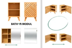Szafka łazienkowa Bath n'modul, zamykana, bambus, 70 cm