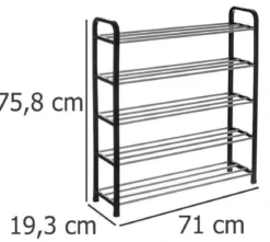 Szafka na buty z 5 poziomami, 76x20x71 cm