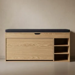 Szafka na buty z siedziskiem i wysuwanymi półkami GRADIA, 100 x 34 x 53 cm