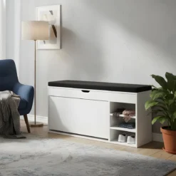 Szafka na buty z siedziskiem i wysuwanymi półkami GRADIA, 100 x 34 x 50 cm