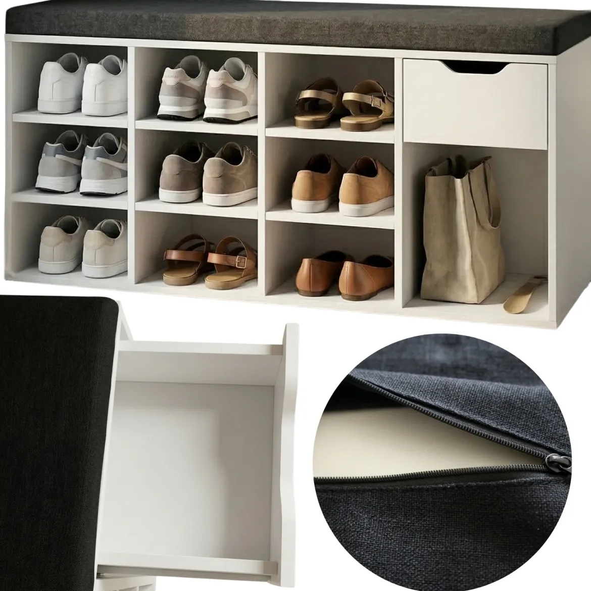 Szafka na buty z siedziskiem KADO, 104 x 50 x 30 cm