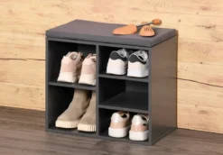 Szafka na buty z siedziskiem, 5 przegródek, MDF, antracytowy, Kesper