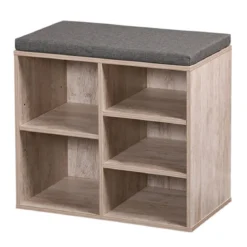 Szafka na buty z siedziskiem, 5 przegródek, MDF, bielona, Kesper