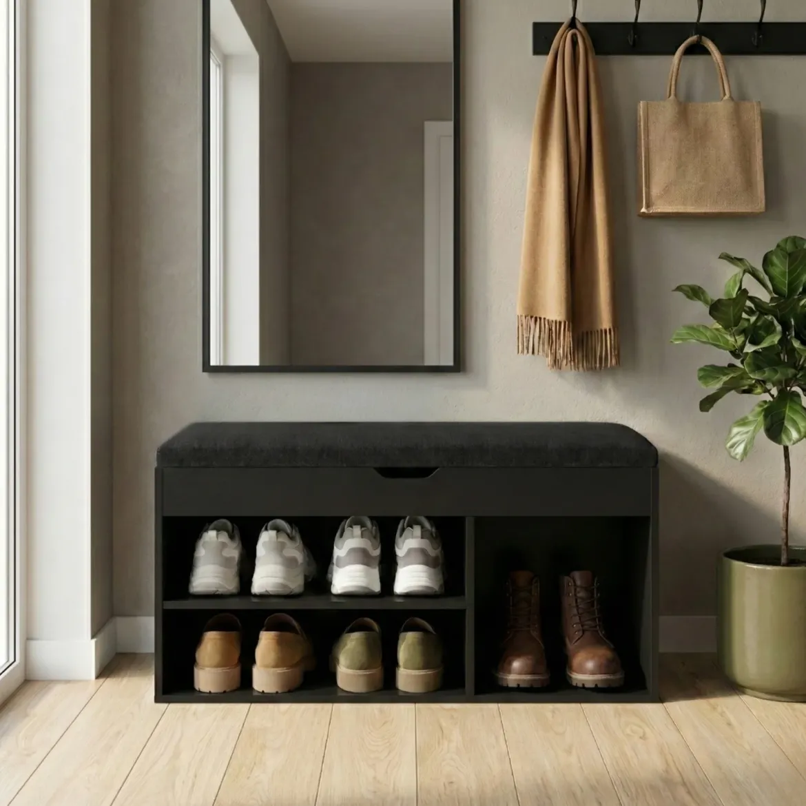 Szafka na buty z siedziskiem TRIA, 80 x 30 x 43 cm