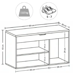 Szafka na buty z siedziskiem TRIA, 80 x 30 x 43 cm