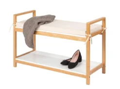 Szafka na buty z siedziskiem z materiału imitującego len FINJA, WENKO