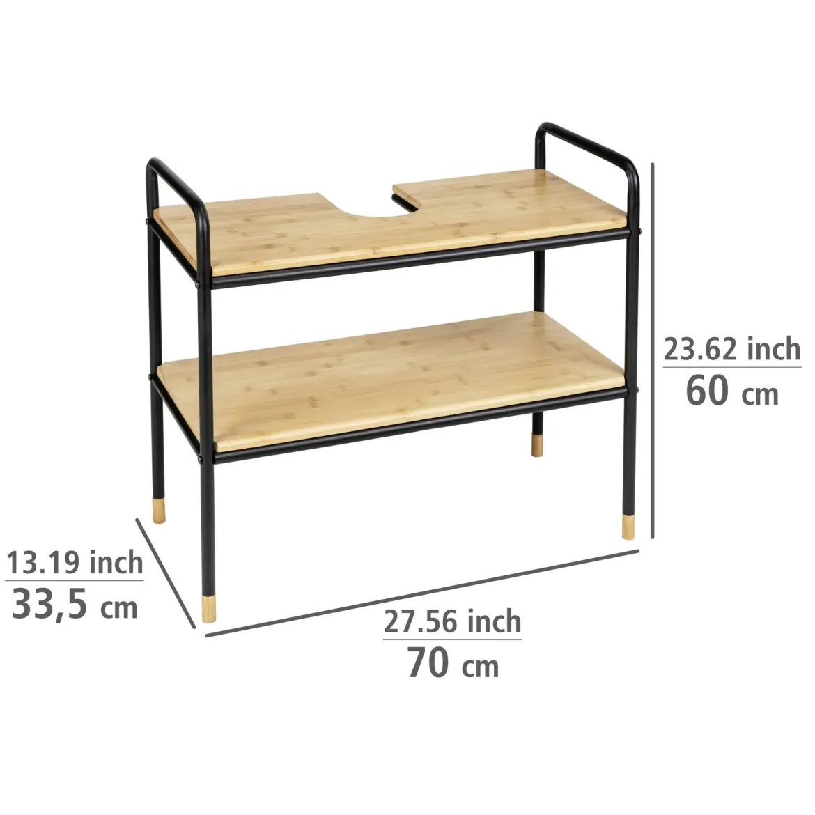 Szafka pod umywalkę, 70 x 60 x 33,5 cm, bambusowy blat, Loft, WENKO