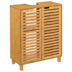 Szafka pod umywalkę z bambusowymi drzwiami SICELA, 60 x 28 x 80 cm