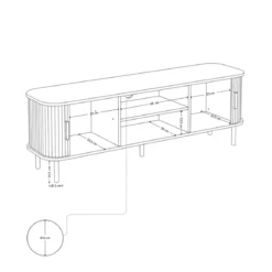 Szafka rtv ryflowana SCAVA, 140 x 40 x 46 cm