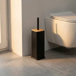 Szczotka WC ZETRU, z bambusowym wieczkiem