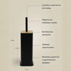 Szczotka WC ZETRU, z bambusowym wieczkiem