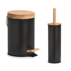 Szczotka WC z metalu i bambusa, Ø 10 cm
