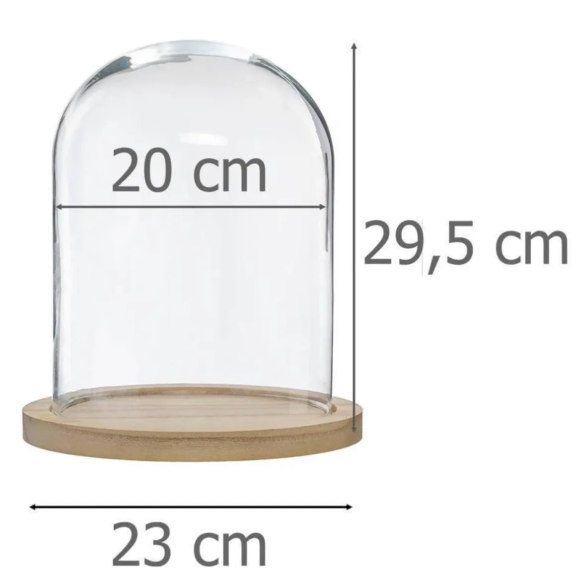 Szklana kopuła, Ø 23 cm, na drewnianej podstawie