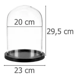 Szklana kopuła, Ø 23 cm, na drewnianej podstawie