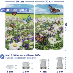 Szklane płyty na kuchenkę, 2 sztuki, Summer Meadow, Maximex