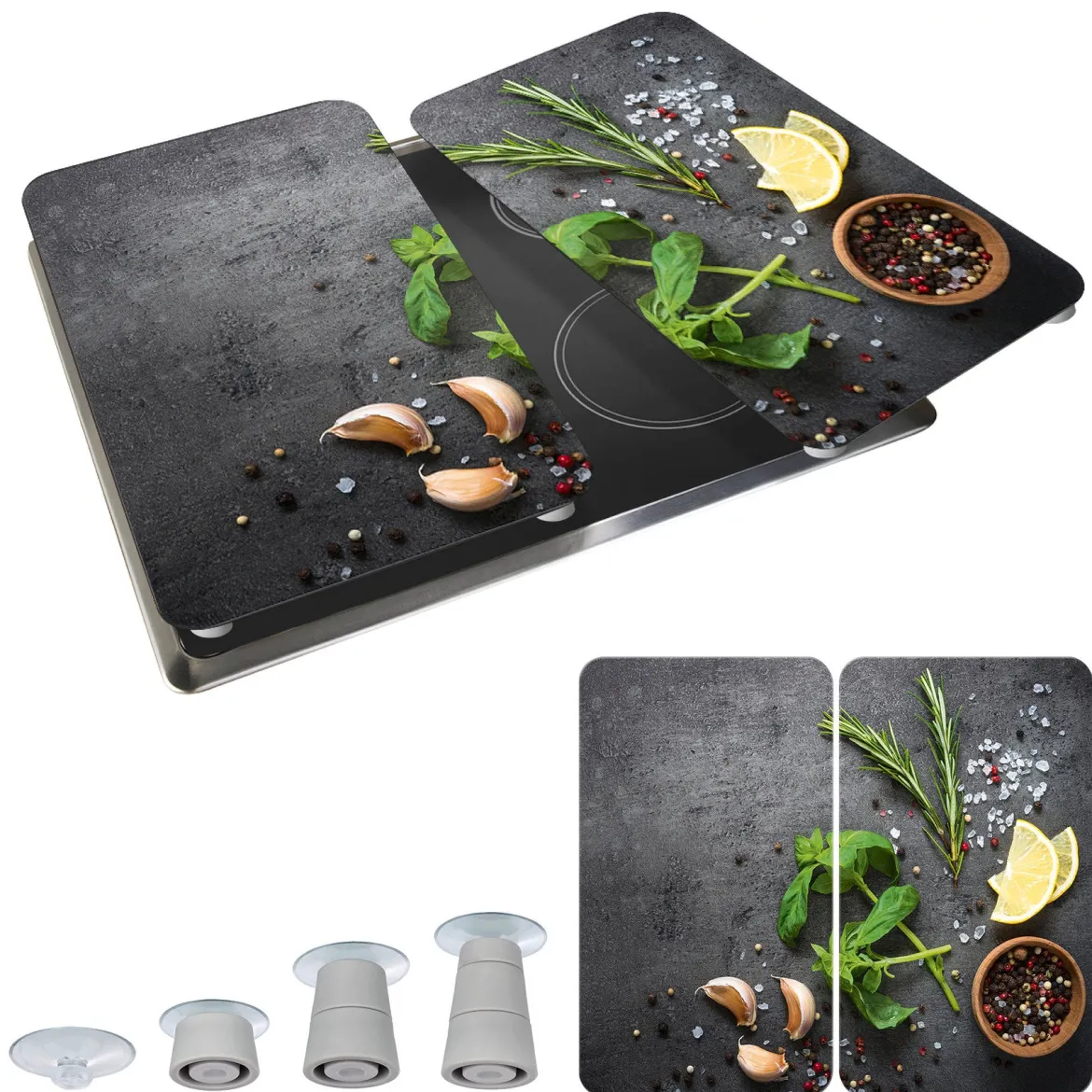 Szklane płyty ochronne HERBS na kuchenkę - 2 sztuki, WENKO