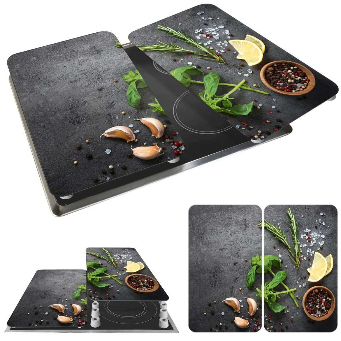 Szklane płyty ochronne HERBS na kuchenkę - 2 sztuki, WENKO