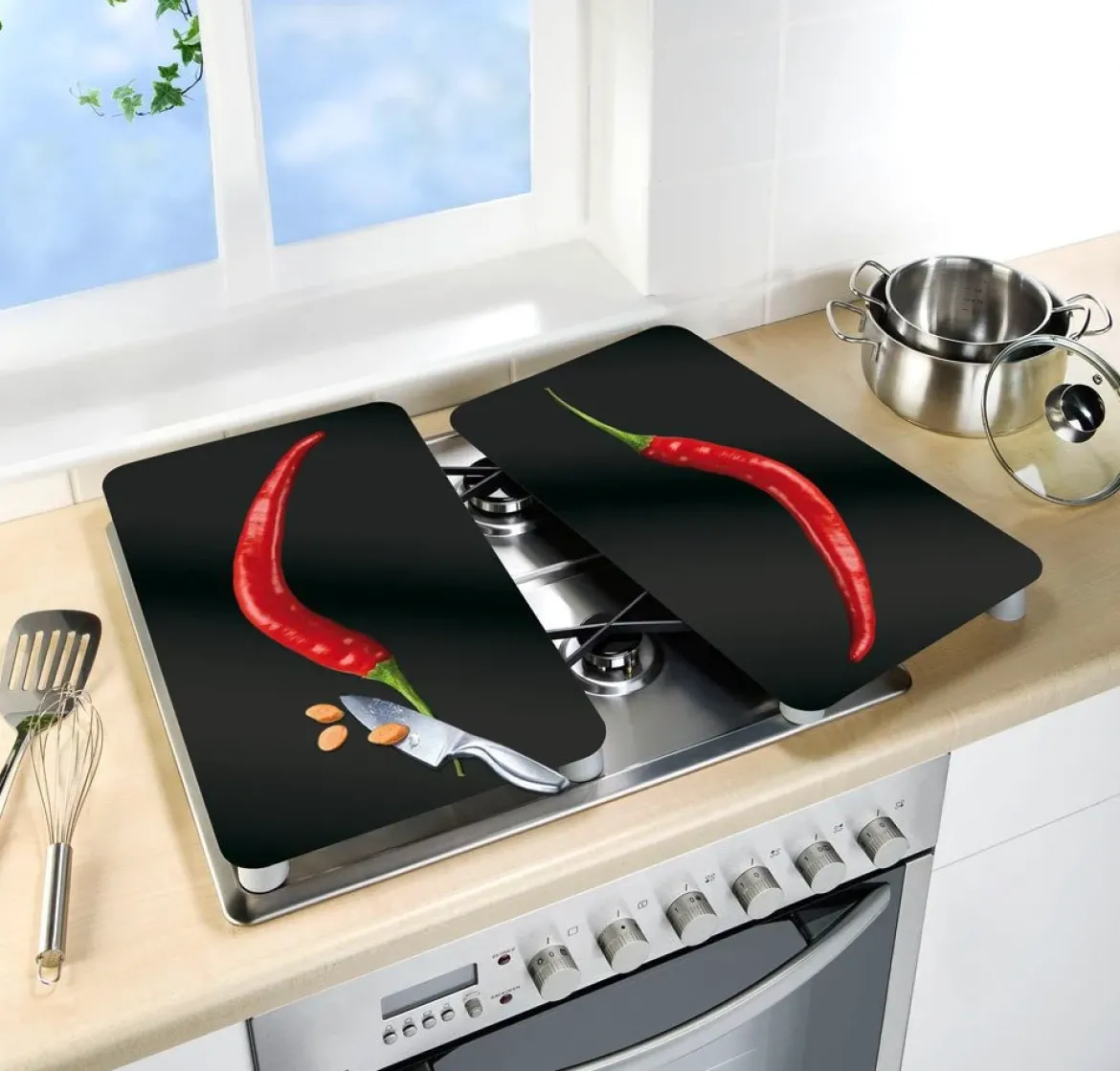 Szklane płyty ochronne na kuchenkę - 2 sztuki w komplecie, WENKO