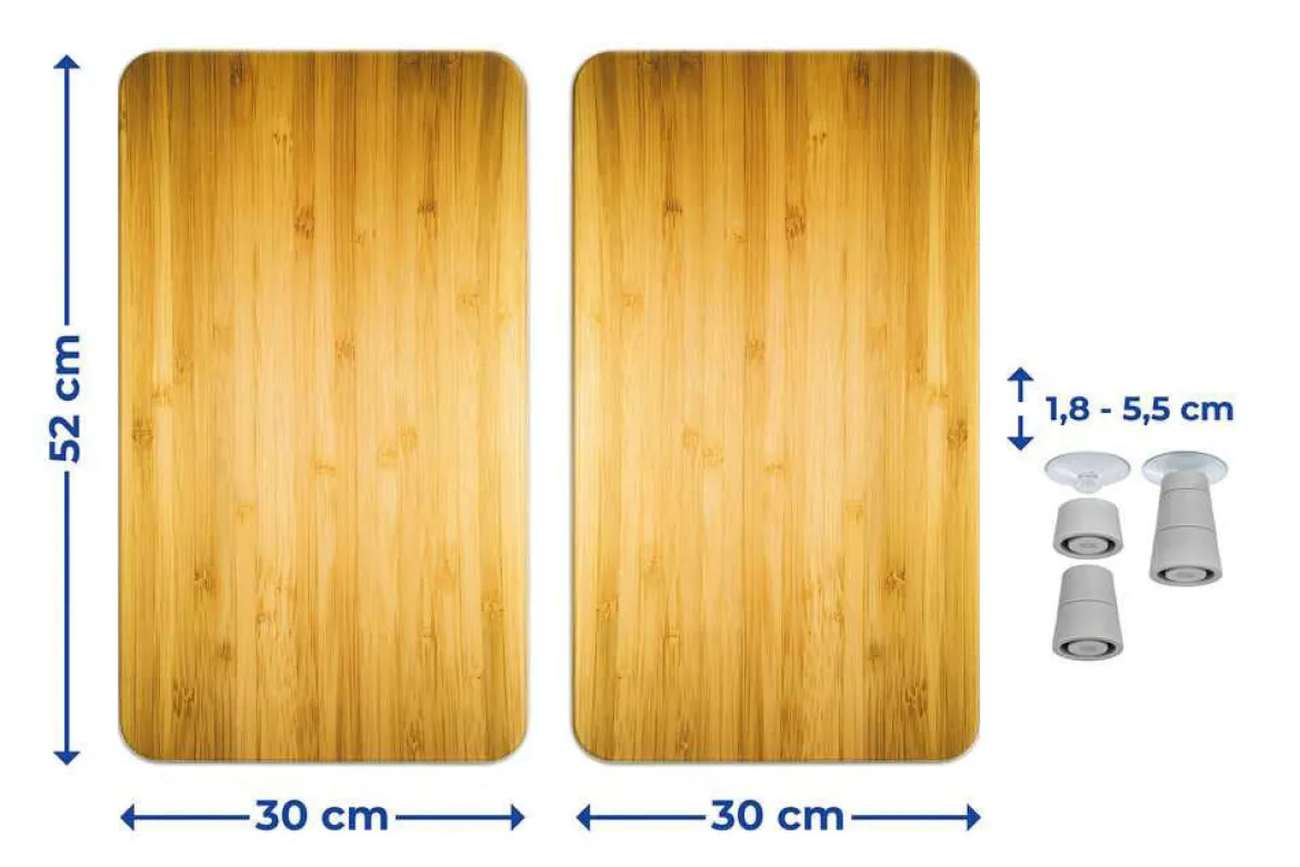 Szklane płyty ochronne WOODEN LOOK na kuchenkę – 2 sztuki, WENKO