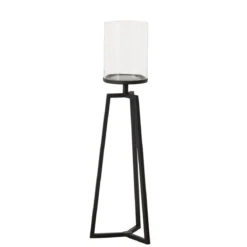 Szklane świeczniki na metalowym stelażu Cosa, 75-95 cm