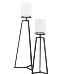 Szklane świeczniki na metalowym stelażu Cosa, 75-95 cm