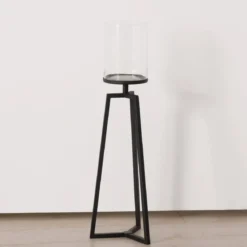 Szklane świeczniki na metalowym stelażu Cosa, 75-95 cm