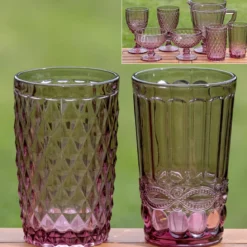 Szklanka z różowego szkła, AURORA, 300 ml
