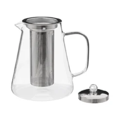 Szklany dzbanek do herbaty z zaparzaczem TEAL, 1,3 l, szklany