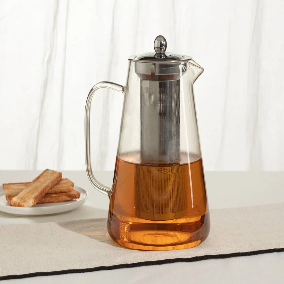 Szklany dzbanek do herbaty z zaparzaczem TEAL, 1,3 l, szklany