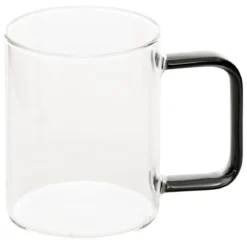 Szklany kubek z barwionym uszkiem, 200 ml
