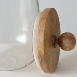 Szklany słoik VARUD z pokrywką z drewna mango, Ø 12 cm