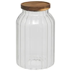 Szklany słoik z drewnianą pokrywką HARMONY, 3 l