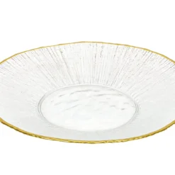 Szklany talerz deserowy ze złotą obwódką DATURA, 21 cm