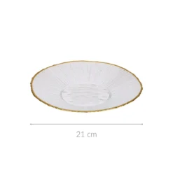 Szklany talerz deserowy ze złotą obwódką DATURA, 21 cm