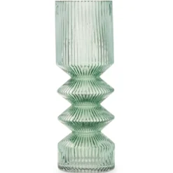 Szklany wazon tuba ryflowane szkło, 8 x 23 cm